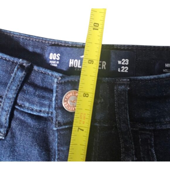 Hollister High Rise Culotte Classic Stretch Jeans Size 23 X 22 Raw Hem Blue - Picture 4 of 9